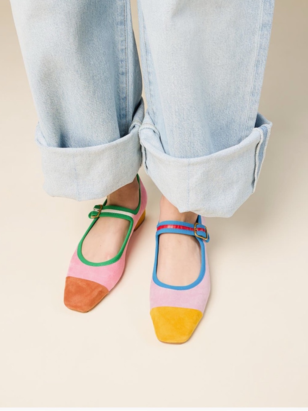 Charlotte Stone Multicolor Suede Mary Jane Shoes - Picture 5 of 9